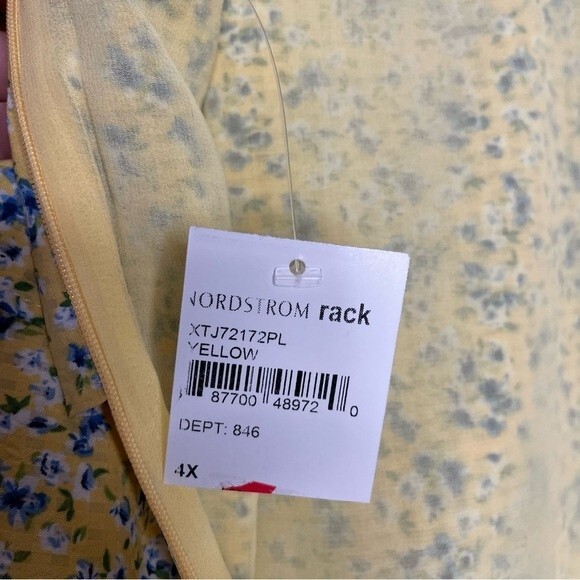 Pleione Dress Floral V Neck Layered Ruffle Sleeveless Yellow Blue Plus Size 4X - Picture 7 of 11